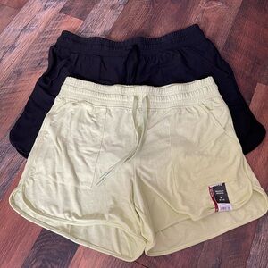 Athletic Works Black and Green Athletic Shorts with Elastic Waistband